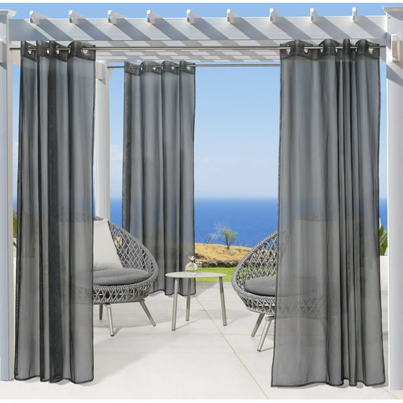 Nimah Indoor/Outdoor Grommet Curtain Panel 50" x 84" in Black