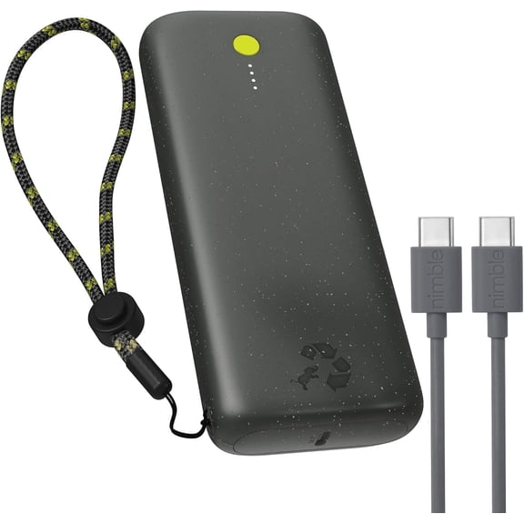 Nimble Champ Pro Portable Charger, 20,000mAh Power Bank with Cable, 65W Dual USB-C Fast Charging Battery Pack, Travel Essential Phone Power Bank for iPhone 16/15/14/13 Galaxy MacBook iPad Airpod