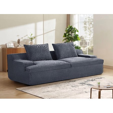 Nimbus 4-Seater Oversized Full Foam Couch for Living Room, Upholstered in Soft Corduroy, Wide Armrests, No Assembly Compressed Sofa, 90 Inch Wide, Grey