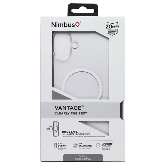 Nimbus9 Vantage Apple iPhone 16 Plus MagSafe Clear Hard Shell Case with 20ft Drop Protection