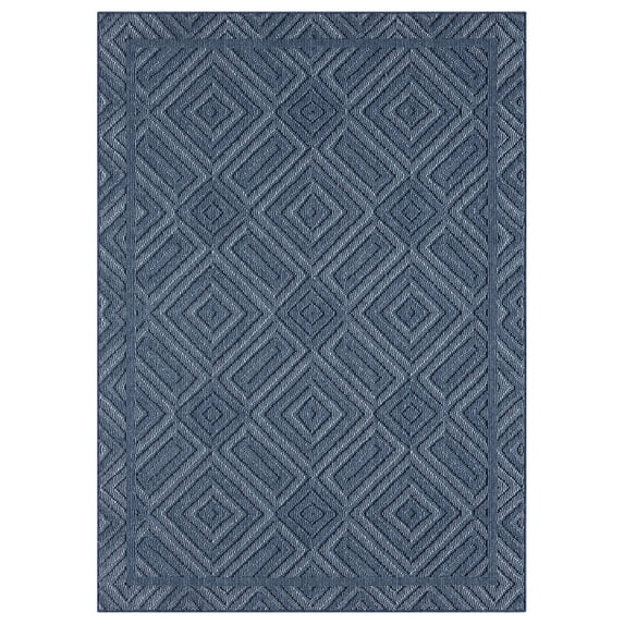 Nimes Crosshatch Area Rug, Dark Blue - 7'10"x9'10"