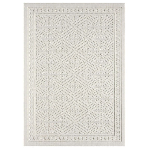 Nimes Diamond Framework Area Rug, Ivory - 7'10"x9'10"