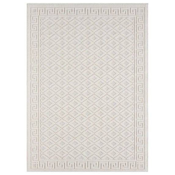 Nimes Diamond Lattice Area Rug, Ivory - 2'3''x3'3''