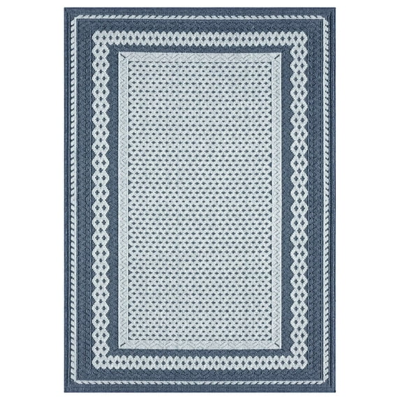 Nimes Textured Border Area Rug, Dark Blue - 5'3"x7'3"