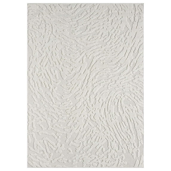 Nimes Topo Relief Area Rug, Ivory - 2'3''x3'3''
