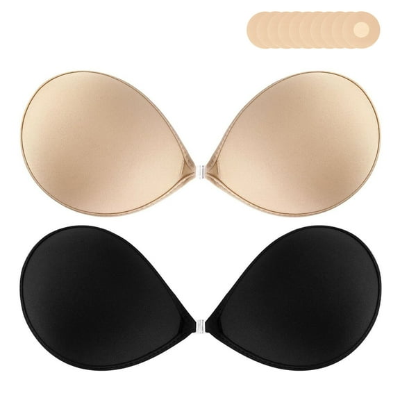 Nimiah 2 Pack Adhesive Bra Sticky Bras for Women, Invisible Push Up Bra, Backless Bras for Women