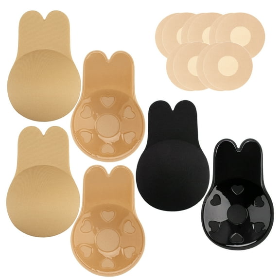 Nimiah 3 Pairs Sticky Bra Adhesive Bra, Push Up Strapless Backless Nipple Covers for Women, Invisible Bra for Breast Lift Pasties
