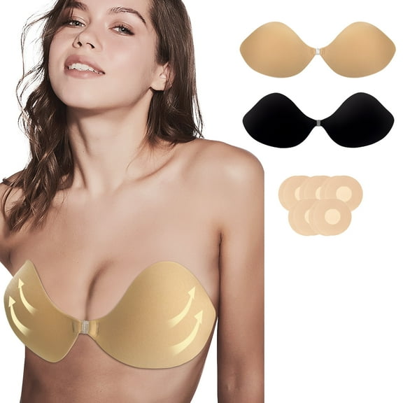 Nimiah Adhesive Bra Push Up for Women, Sticky Invisible Lifting Bra, Backless Strapless Bras for Dress with Pasties