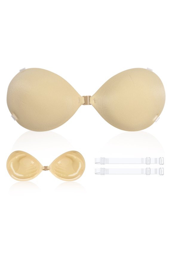 Adhesive Bra Reusable Push-up Invisible Sticky Bras for Backless Dress, D