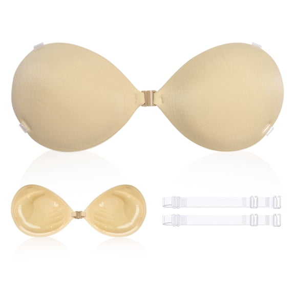Nimiah Adhesive Bra Reusable Push-up Invisible Sticky Bras for Backless Dress, D