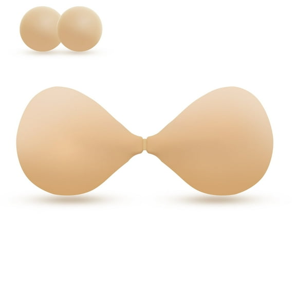 Nimiah Adhesive Sticky Strapless Bra for Women, Upgrade Push up Invisible Bras for Backless Dress with Nude Nipple Cover