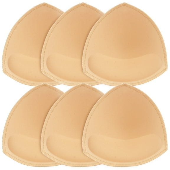 Nimiah Bra Inserts Breast Pads 3 Pairs Sewn Edges bra inserts Fits A/B for Sport Bras Swimsuits Bikini Tops Beige