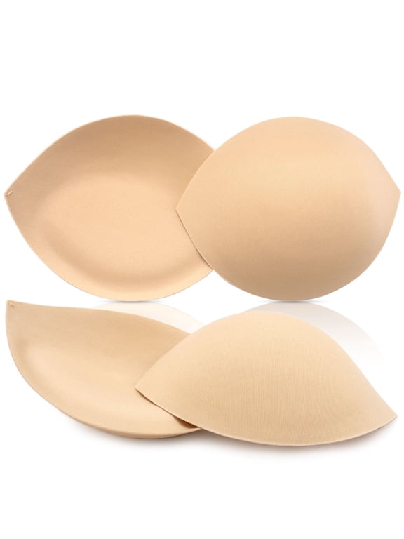 Bra Pads Inserts Breast Enhancers, 2 Pairs Push Up Inserts Swimsuit Pads Fits D Cup, Beige