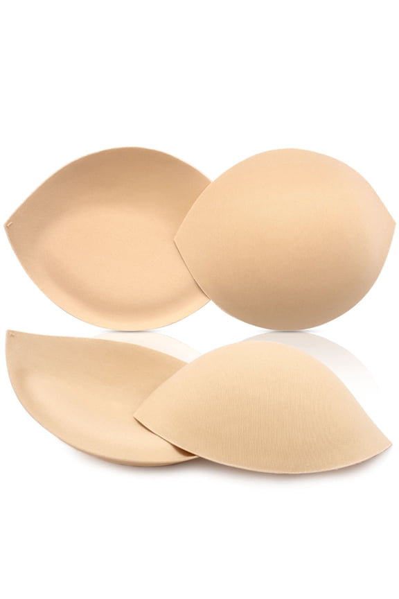 Bra Pads Inserts Breast Enhancers, 2 Pairs Push Up Inserts Swimsuit Pads Fits D Cup, Beige