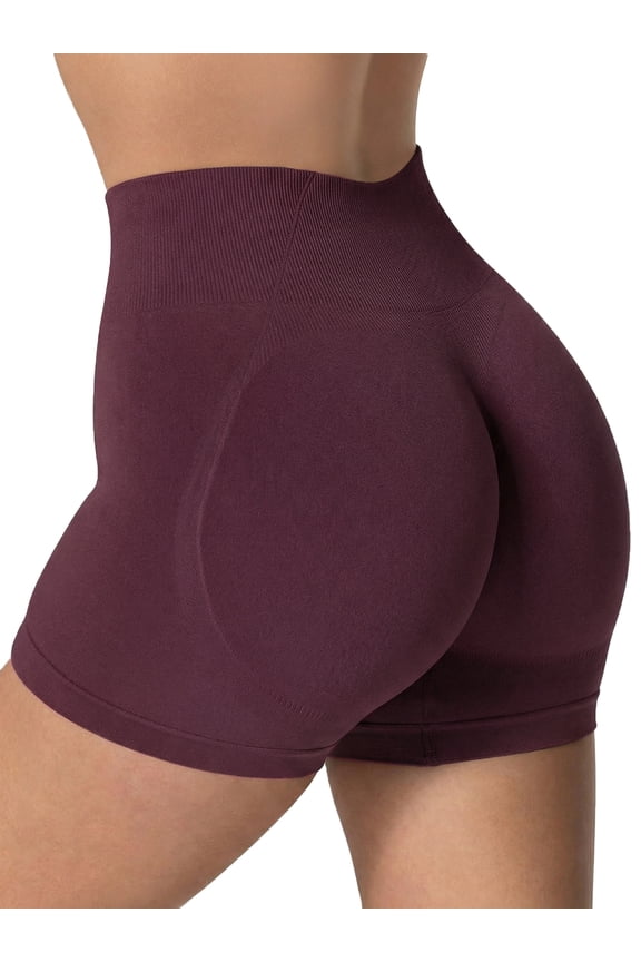 Butt Lifting Scrunch Biker Shorts Women High Waist Yoga Gym Workout Tummy Control Shorts, Purple