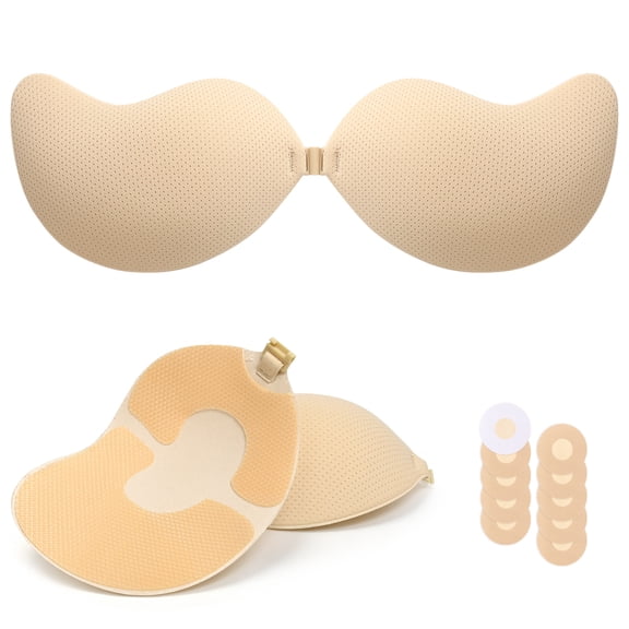 Nimiah Strapless Sticky Push-Up Bra for Women, Adhesive Invisible Backless Nipple Covers