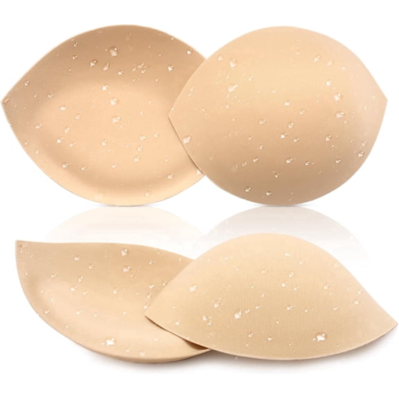 Nimiah Waterproof Bra Pads Inserts Breast Enhancers, 2 Pairs Push Up Inserts Swimsuit Pads Fits AB, C, D Cup, Beige