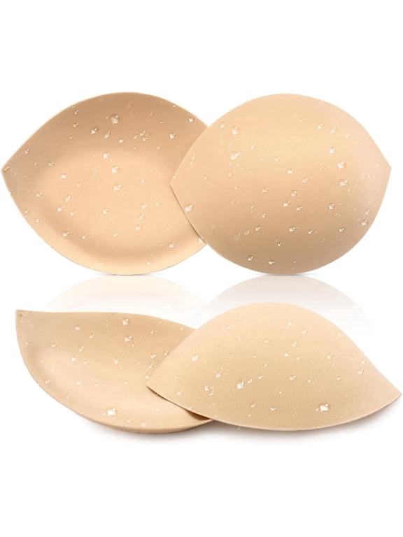 Waterproof Bra Pads Inserts Breast Enhancers, 2 Pairs Push Up Inserts Swimsuit Pads Fits AB, C, D Cup, Beige