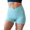 thumbnail image 1 of Nimiah Workout Shorts for Women Cross Waist Active Gym Spandex High Waisted Athletic Shorts,Green, 1 of 7