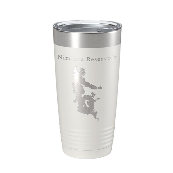 Nimisila Reservoir Tumbler Lake Map Travel Mug Insulated Laser Engraved Coffee Cup Ohio 20 oz White
