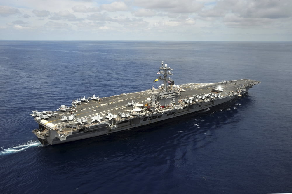 Nimitz-class aircraft carrier USS Dwight D Eisenhower Canvas Art - Stocktrek Images (35 x 23)