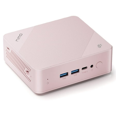 Nimo Mini PC, Intel Pentium Quad-Core N100 (Up to 3.4GHz), 8GB RAM 256GB PCIe SSD, Win 11 Pro, 4K Dual Display, USB3.2, Type-C, WiFi6, BT5.2, Desktop PC for Home/Office/Education, Pink