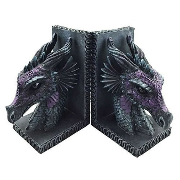 Nimrod Legendary Dragon Head Bookend Set of Two FIgurine Faux Stone Sculpture