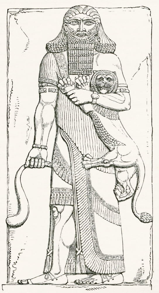 Nimrod king of Shinar from the Palace of Khorsabad From The Imperial Bible Dictionary published 1889 Canvas Art - Ken Welsh Design Pics (20 x 36)