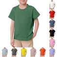 thumbnail image 1 of NinXxx Boys Basic Short Sleeve Pocket Crewneck Summer Casual Top Green 6-7Years, 1 of 5