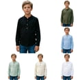 thumbnail image 1 of NinXxx Boys Button Up Long Sleeve Dress Lightweight Pocket Shirt Black 5-6 Years, 1 of 5