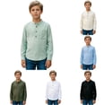 thumbnail image 1 of NinXxx Boys Button Up Long Sleeve Dress Lightweight Pocket Shirt Light Green 13-14 Years, 1 of 5