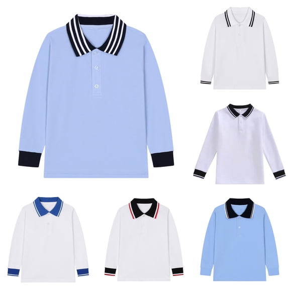 NinXxx Boys Long Sleeve Casual Button Shirt Soft Comfort Light Blue 4-5 Years