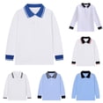 thumbnail image 1 of NinXxx Boys Long Sleeve Casual Button Shirt Soft Comfort Navy 4-5 Years, 1 of 4