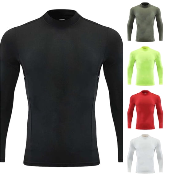 NinXxx Boys Long Sleeve Compression High Neck Athletic Training Top Black 9-10 Years