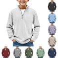 thumbnail image 1 of NinXxx Boys Long Sleeve Corduroy Quarter Zip Pullover Sweater White 5-6 Years, 1 of 6