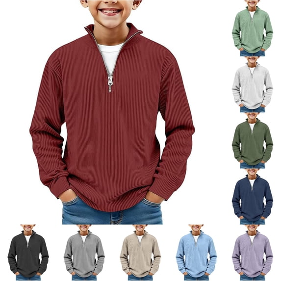 NinXxx Boys Long Sleeve Corduroy Quarter Zip Pullover Sweater 3-4 Years