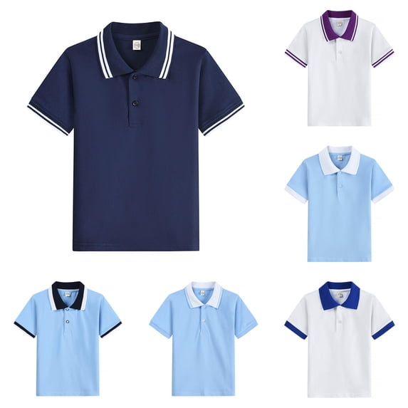 NinXxx Boys Short Sleeve Casual Solid Tee School Comfortable Top Navy 13-14 Years