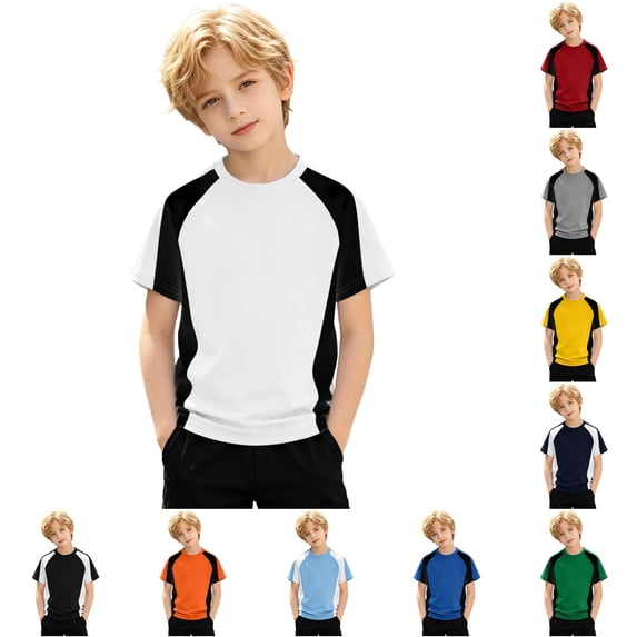 NinXxx Boys Stylish Color Crewneck Long Sleeve School Play Tee White 12-13 Years