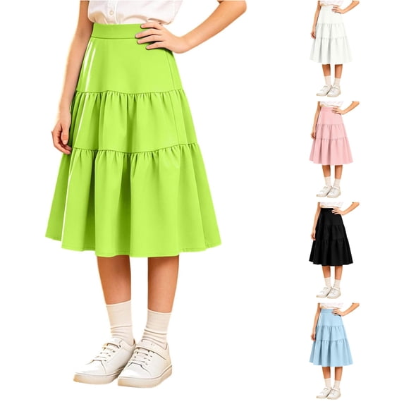 NinXxx Cake Half Skirt A Line Puffy Skirt School 7-15Y Green 170/14Y