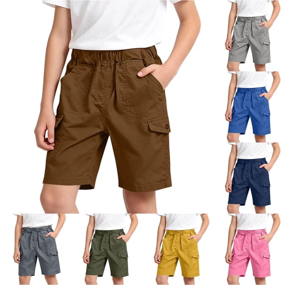 NinXxx Casual Boys Summer Comfortable Solid Knee Length Shorts Brown 6-7 Years