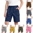 thumbnail image 1 of NinXxx Casual Boys Summer Comfortable Solid Knee Length Shorts Dark Blue 10-11 Years, 1 of 6