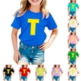 thumbnail image 1 of NinXxx Children Fashion Letter Printed Casual Comfortable Top Blue 6-7 Years, 1 of 4