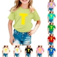 thumbnail image 1 of NinXxx Children Fashion Letter Printed Casual Comfortable Top Light Yellow 3-4 Years, 1 of 4