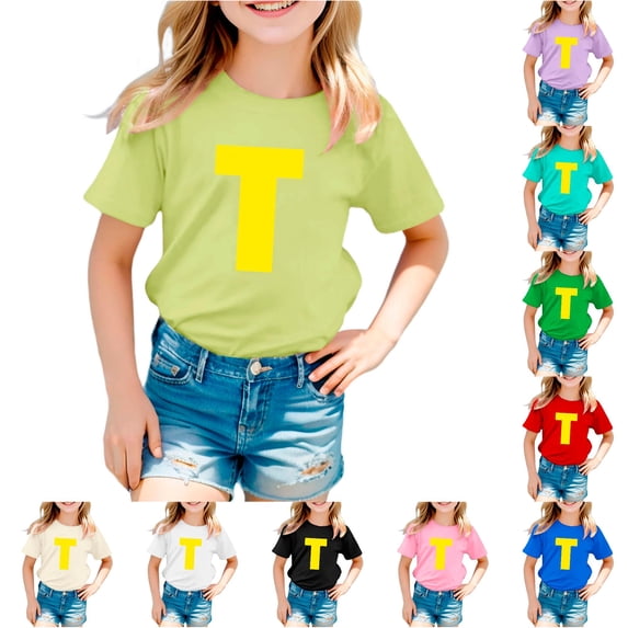 NinXxx Children Fashion Letter Printed Casual Comfortable Top Light Yellow 3-4 Years