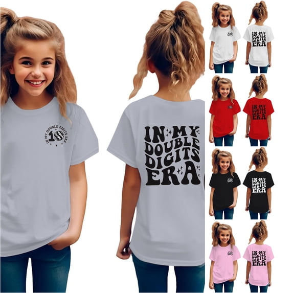NinXxx Girls 10th Birthday Party Tee T Shirt Top Celebration Outfit Grey 110