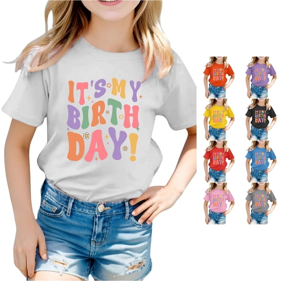 NinXxx Girls Birthday Printed Party Tee Cute Outfit White 120