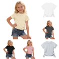 thumbnail image 1 of NinXxx Girls Fashion Ribbed Knit Tie Shoulder Basic Shirt Beige 12-13 Years, 1 of 5