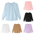 thumbnail image 1 of NinXxx Girls Flocked Mesh Ruffle Stand Collar Long Sleeve Blouse Light Blue 11-12 Years, 1 of 5