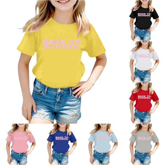 NinXxx Girls Loose Fit Spring Summer Daily Comfort Tee Yellow 11-12 Years