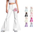 thumbnail image 1 of NinXxx Girls Monthly Flared Pants School Supplies Lightweight Casual Trousers White 9-10 Years, 1 of 5